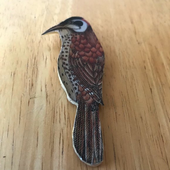 Bird Pin Brooch Handmade vintage bird watcherNew - Picture 2 of 7